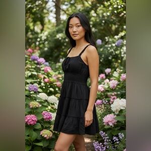 Altar'd State Coquette Whimsigoth Fairy Western Tiered Black Mini Dress XL